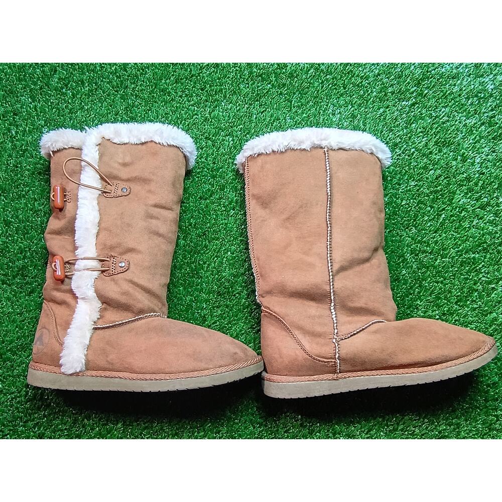 Cozy Airwalk Tan Suede Faux Fur Lined Winter Boots - Youth Size 3